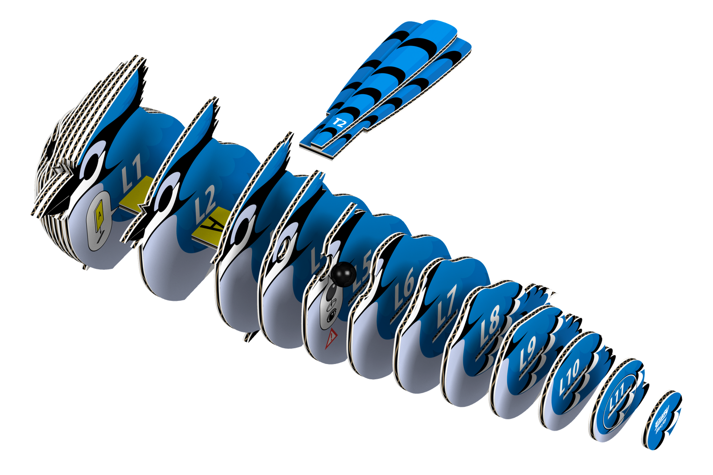Blue jay puzzle showing each piece in order