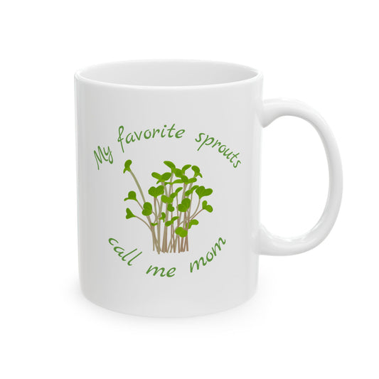 Ceramic Mug, Sprout Mom Coffee Cup, Mother's Day Gift, Plant Lover Tea Mug, Gardening Gift, Funny Mom Mug, Gift for Her