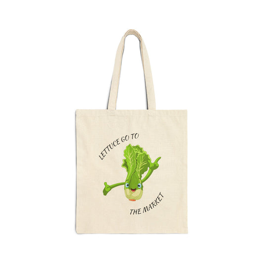 Lettuce Go to the Market Tote Bag – Funny Cotton Canvas Grocery Bag