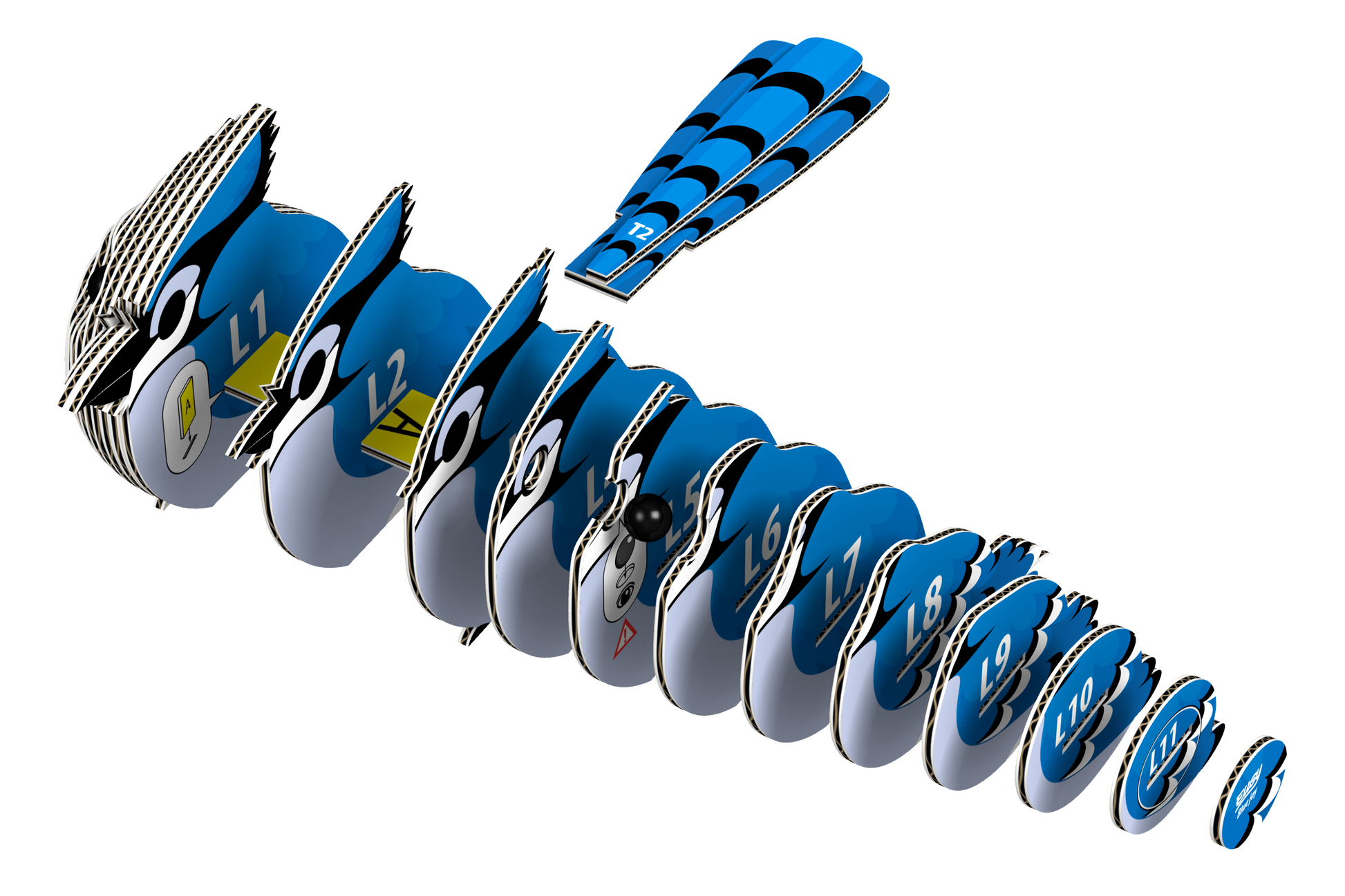 Blue jay puzzle showing each piece in order