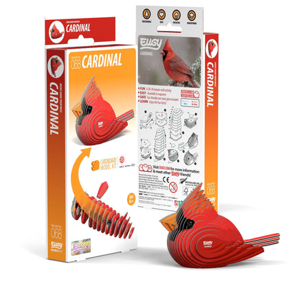 Cardinal bird model kit with packaging on a white background