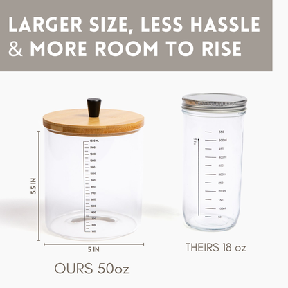 Two glass jars with different sizes and features on a white background