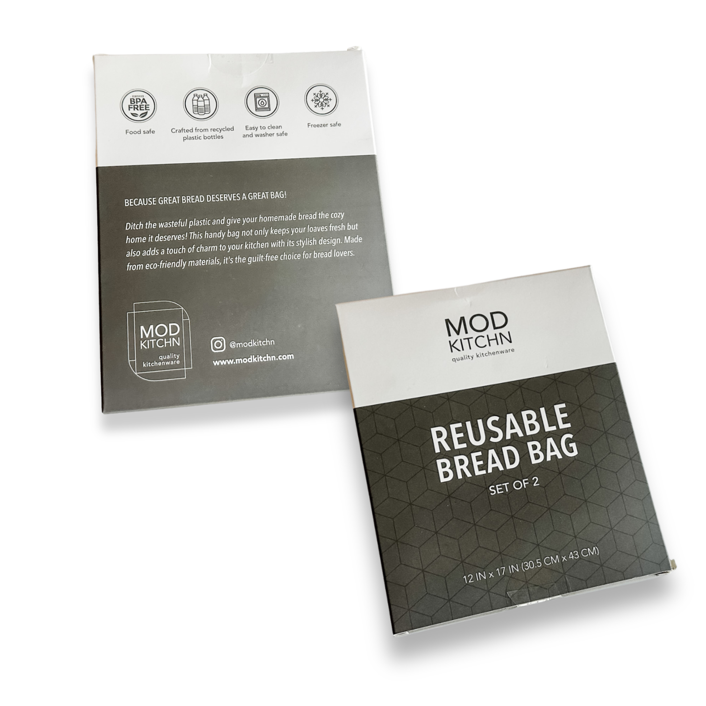 Mod Kitchn reusable bread bag packaging on a white background