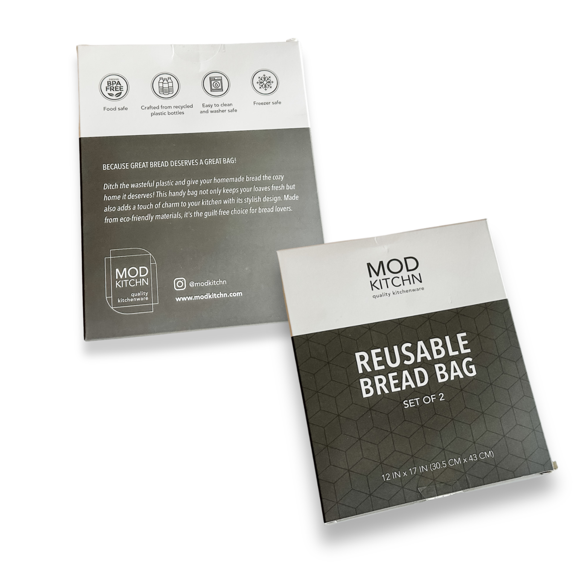 Mod Kitchn reusable bread bag packaging on a white background